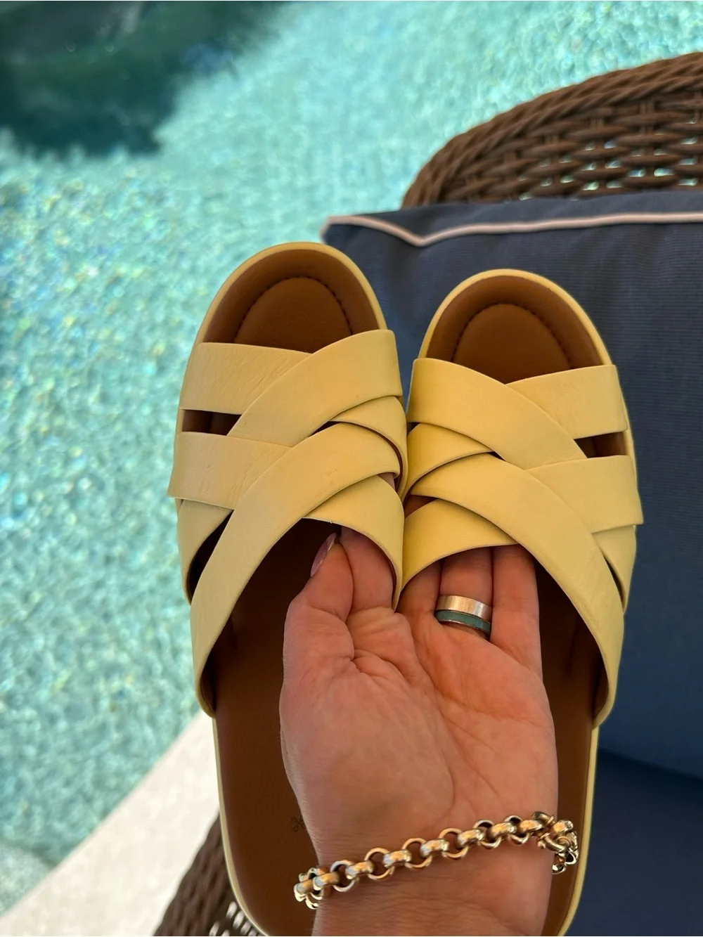 Caslon Women’s Yellow Platform Wedge Slide Sandals